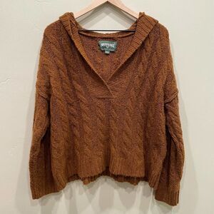 American Eagle Brown Hooded Sweater - Size: Small